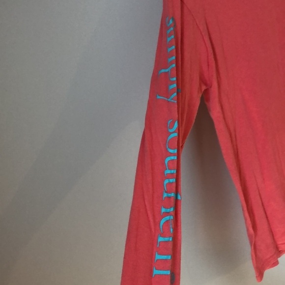 Simply Southern Shirt SZ Small Long Sleeve “K” Embroidery Peach Color - Picture 7 of 7